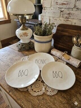 Rae Dunn Melamine Plates Set of 3 - BBQ & PICNIC - Artisan Collection by Magenta